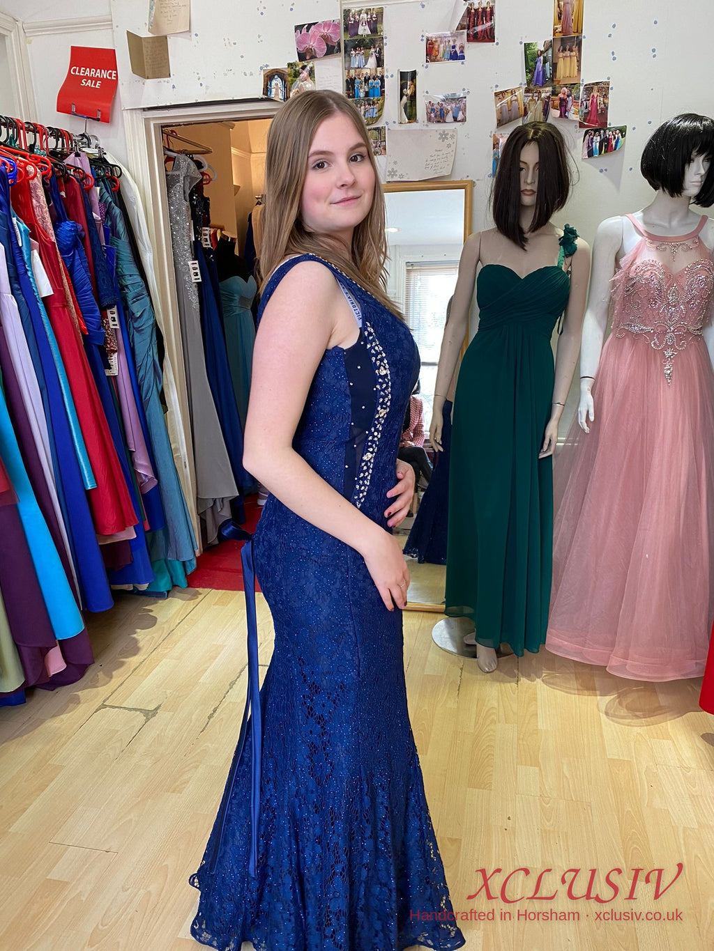 Navy Lace Beaded Mermaid Prom Dress – XCLUSIV Horsham (view 3)