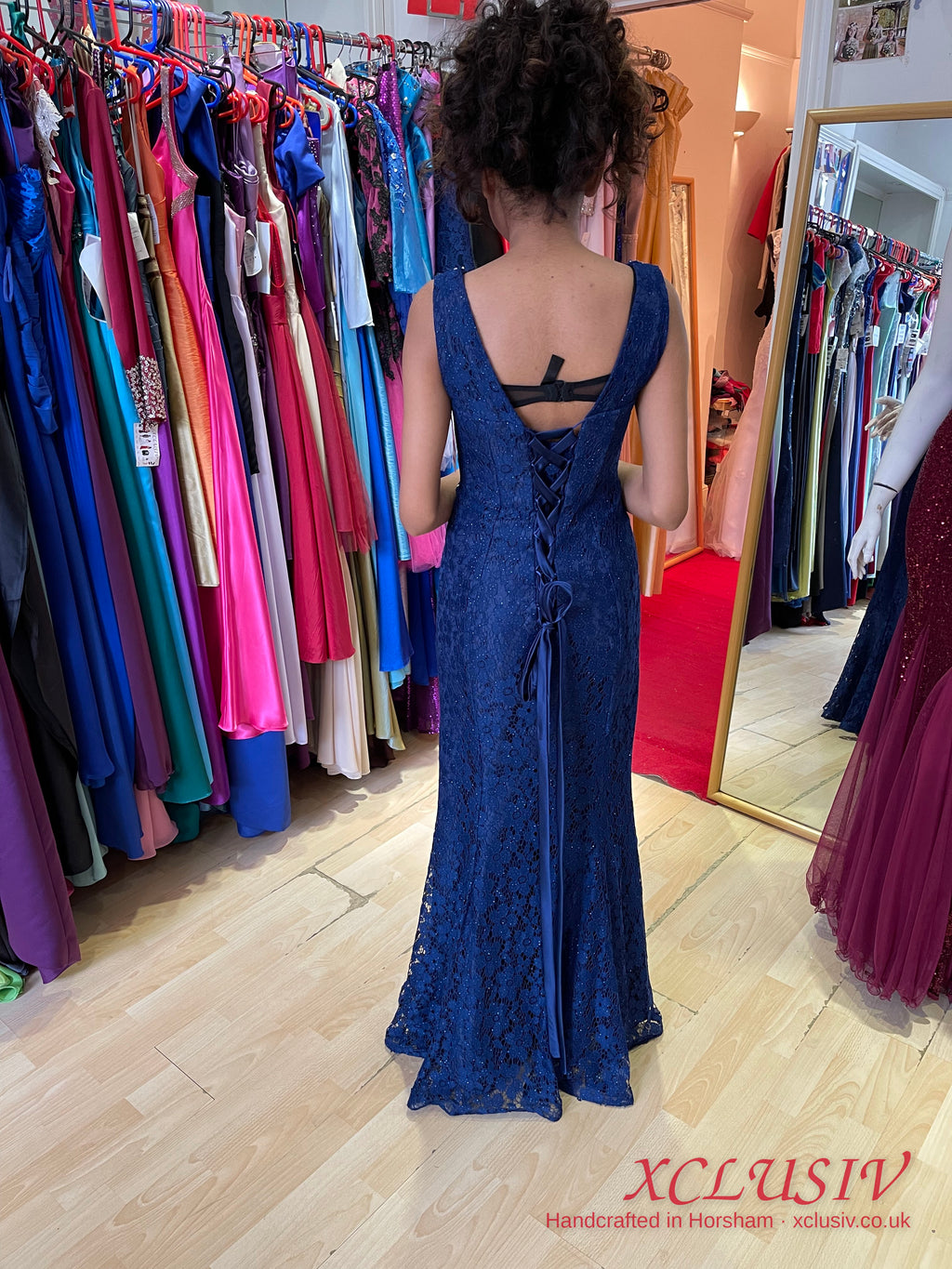 Navy Lace Beaded Mermaid Prom Dress – XCLUSIV Horsham (view 5)