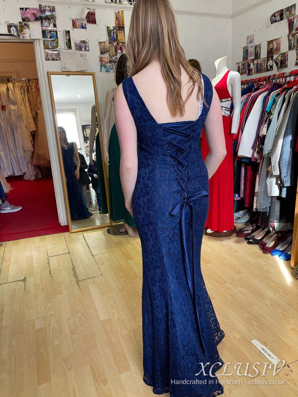 Navy Lace Beaded Mermaid Prom Dress – XCLUSIV Horsham (view 6)
