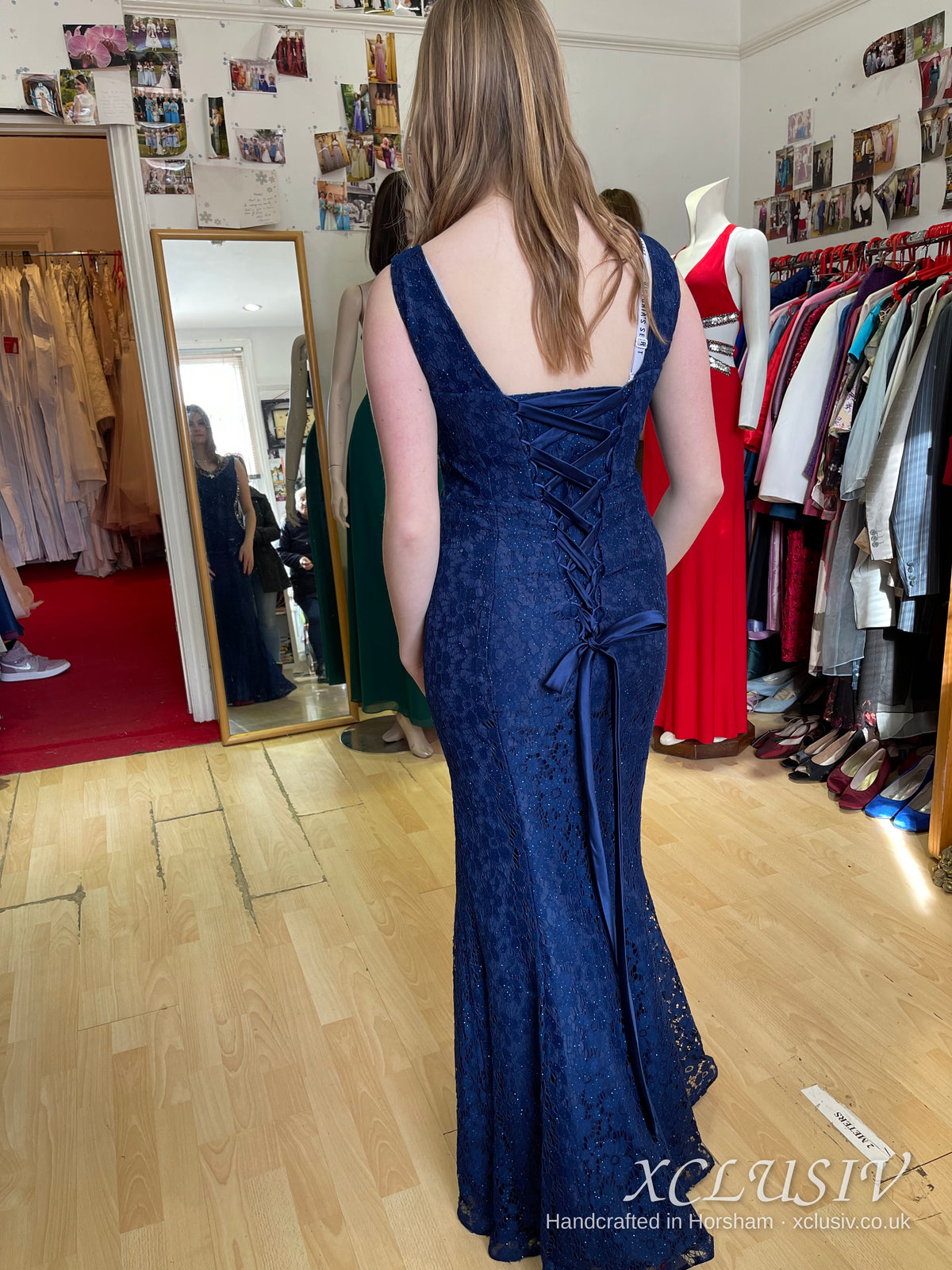Navy Lace Beaded Mermaid Prom Dress – XCLUSIV Horsham (view 6)
