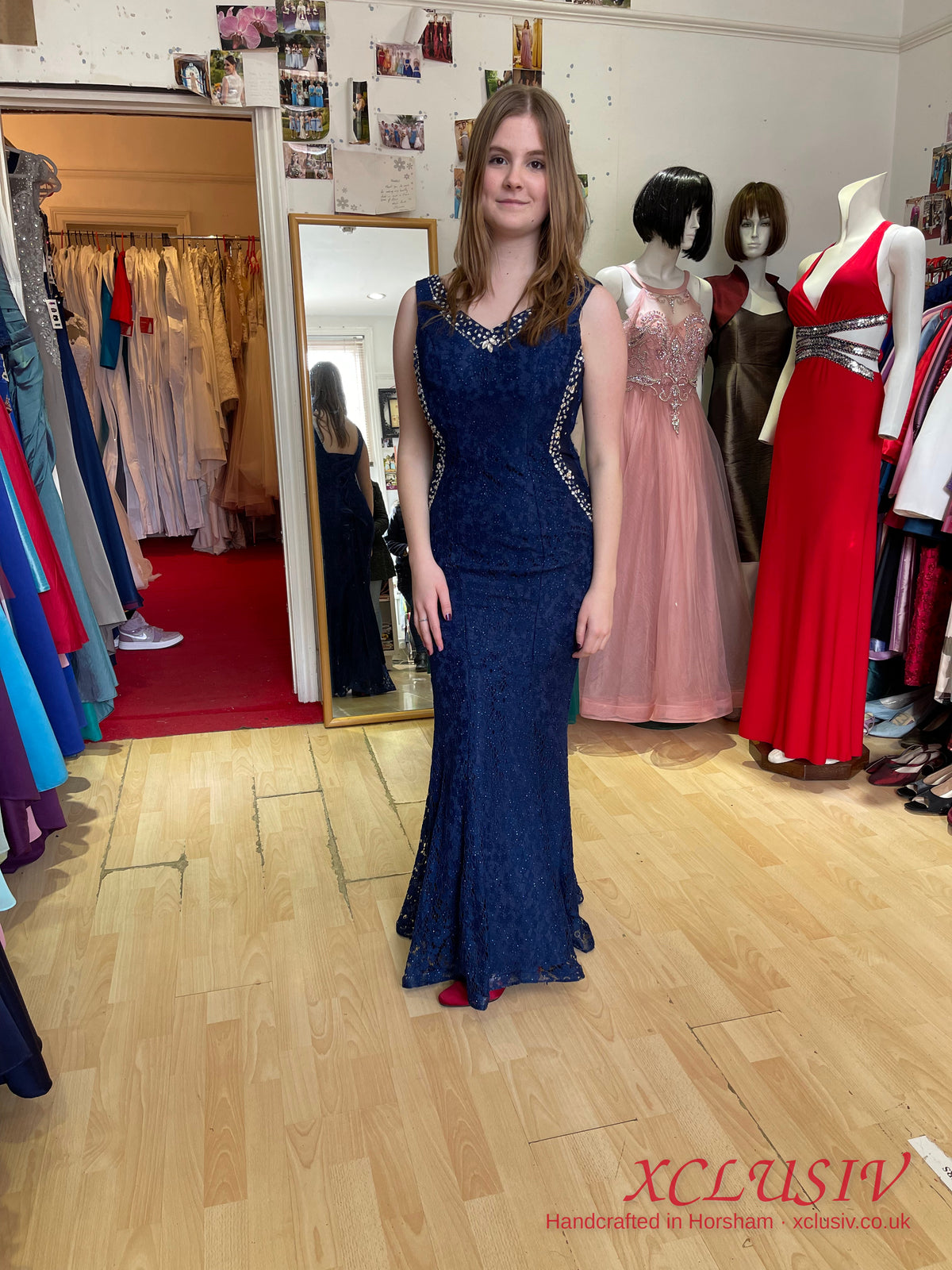 Navy Lace Beaded Mermaid Prom Dress – XCLUSIV Horsham (view 7)