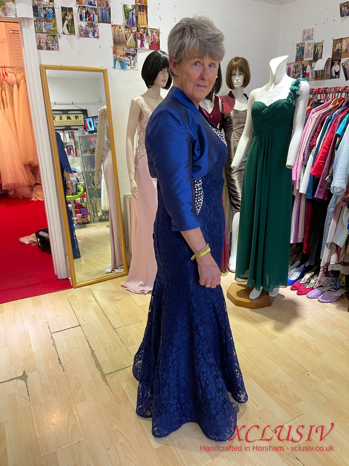 Navy Lace Dress with Royal Blue Bolero – Mother of the Bride – XCLUSIV Horsham (view 2)