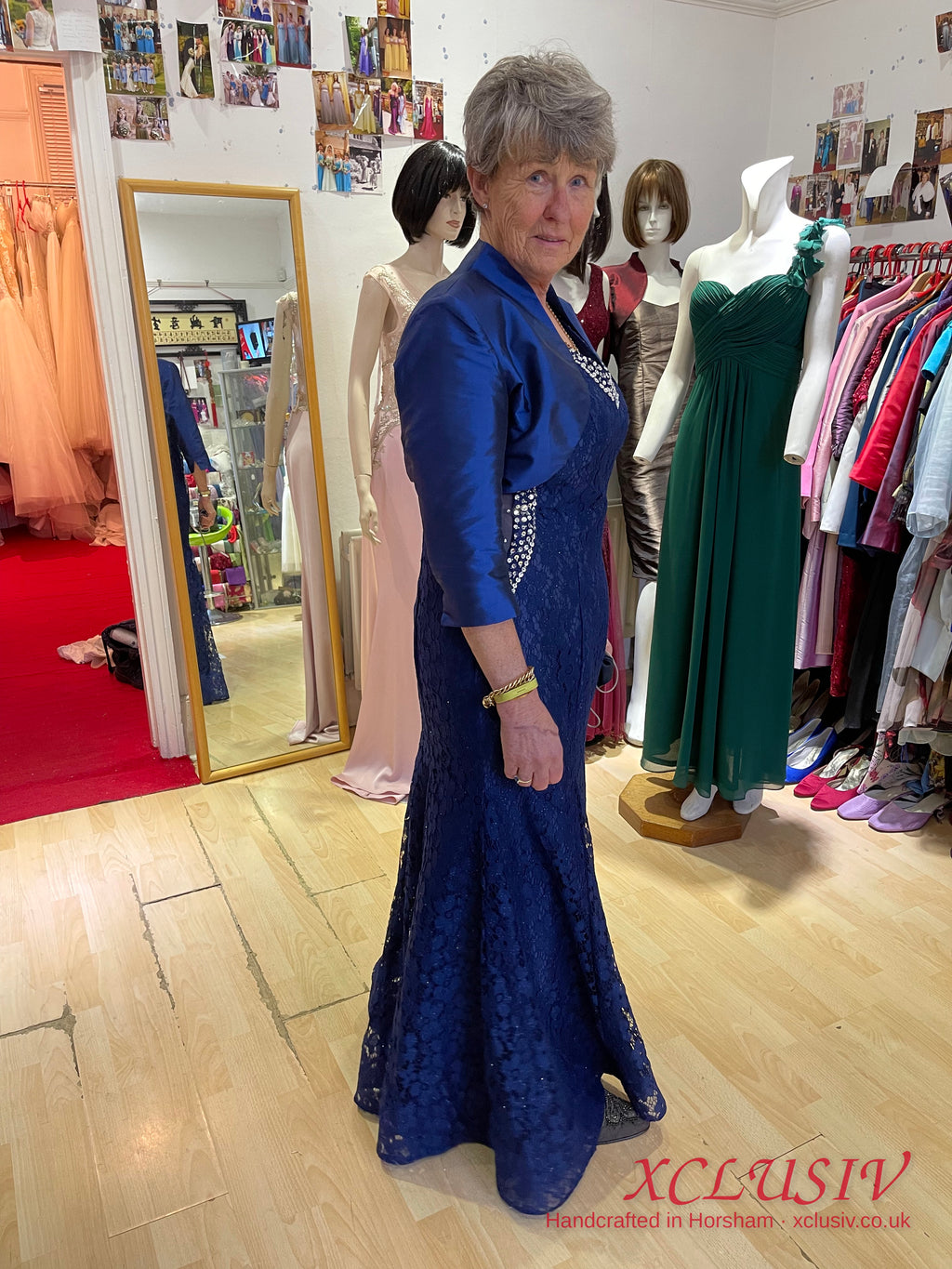 Navy Lace Dress with Royal Blue Bolero – Mother of the Bride – XCLUSIV Horsham (view 3)