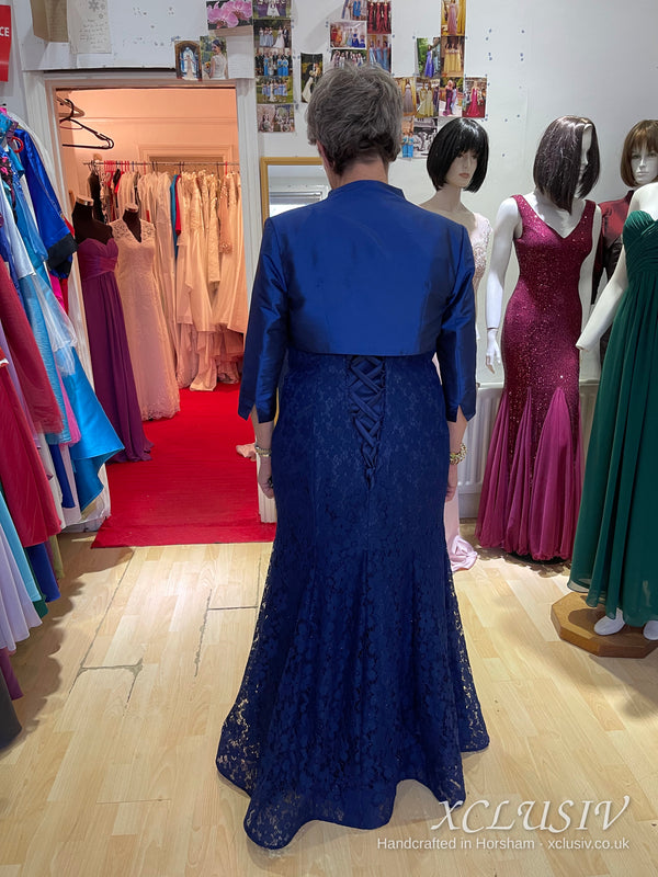 Navy Lace Dress with Royal Blue Bolero – Mother of the Bride – XCLUSIV Horsham (view 4)