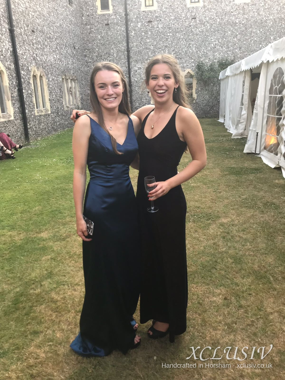 Navy Satin V-Neck Prom Dress – XCLUSIV Horsham