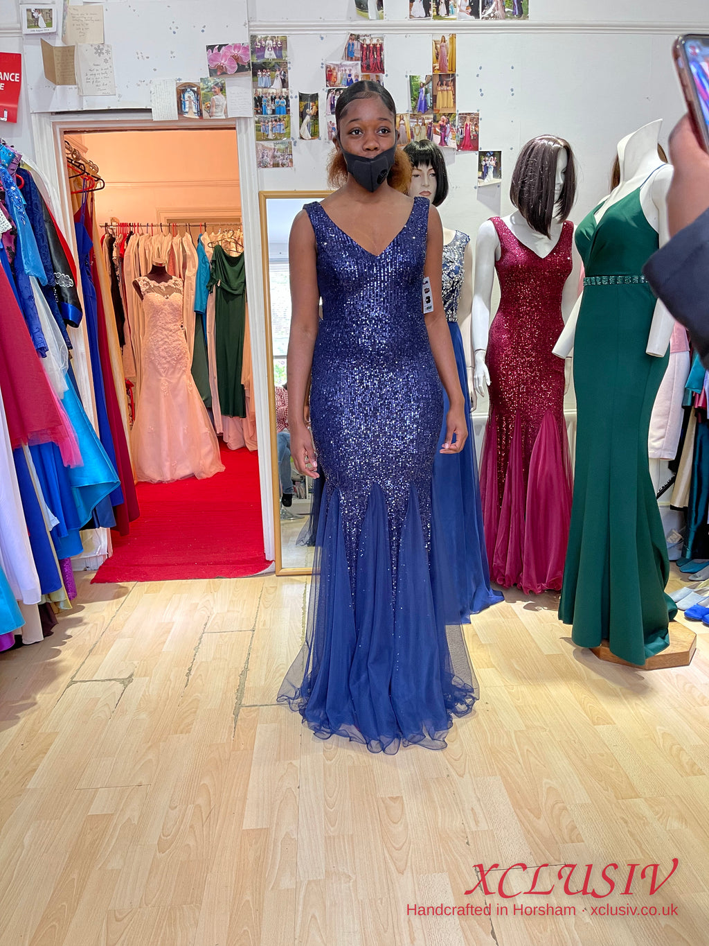 Navy Sequin Tulle Mermaid Prom Dress – XCLUSIV Horsham (view 3)