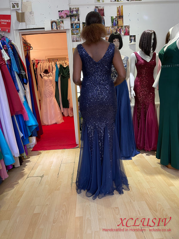 Navy Sequin Tulle Mermaid Prom Dress – XCLUSIV Horsham (view 4)