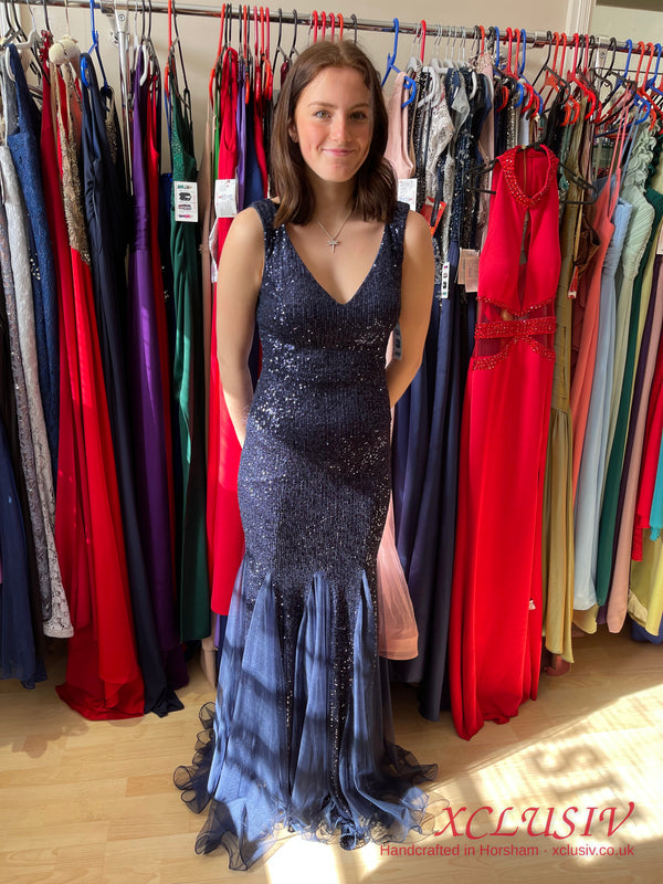Navy Sequin Tulle Mermaid Prom Dress – XCLUSIV Horsham (view 5)