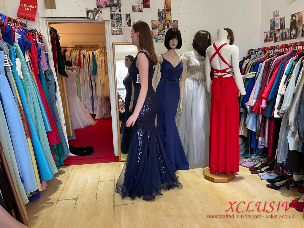 Navy Sequin Tulle Mermaid Prom Dress – XCLUSIV Horsham (view 6)