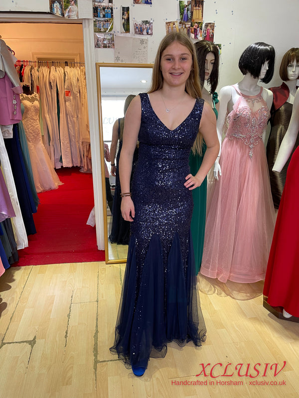 Navy Sequin Tulle Mermaid Prom Dress – XCLUSIV Horsham (view 7)