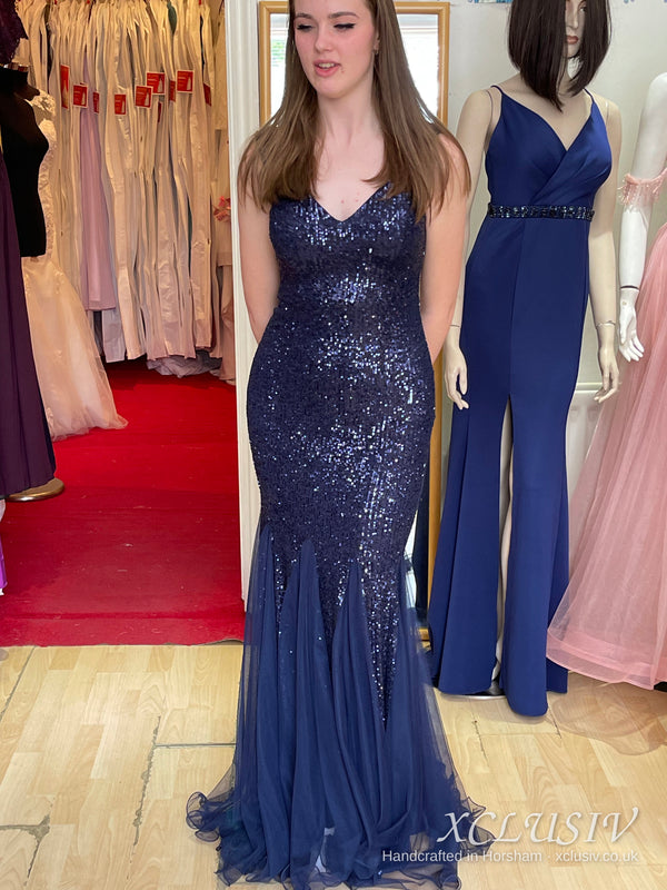 Navy Sequin Tulle Mermaid Prom Dress – XCLUSIV Horsham (view 9)
