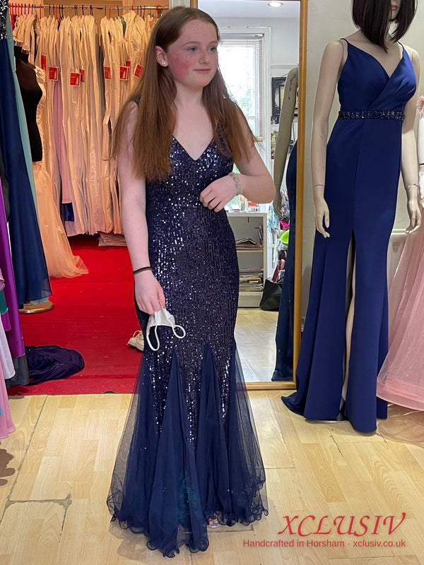 Navy Sequin Tulle Mermaid Prom Dress – XCLUSIV Horsham (view 11)