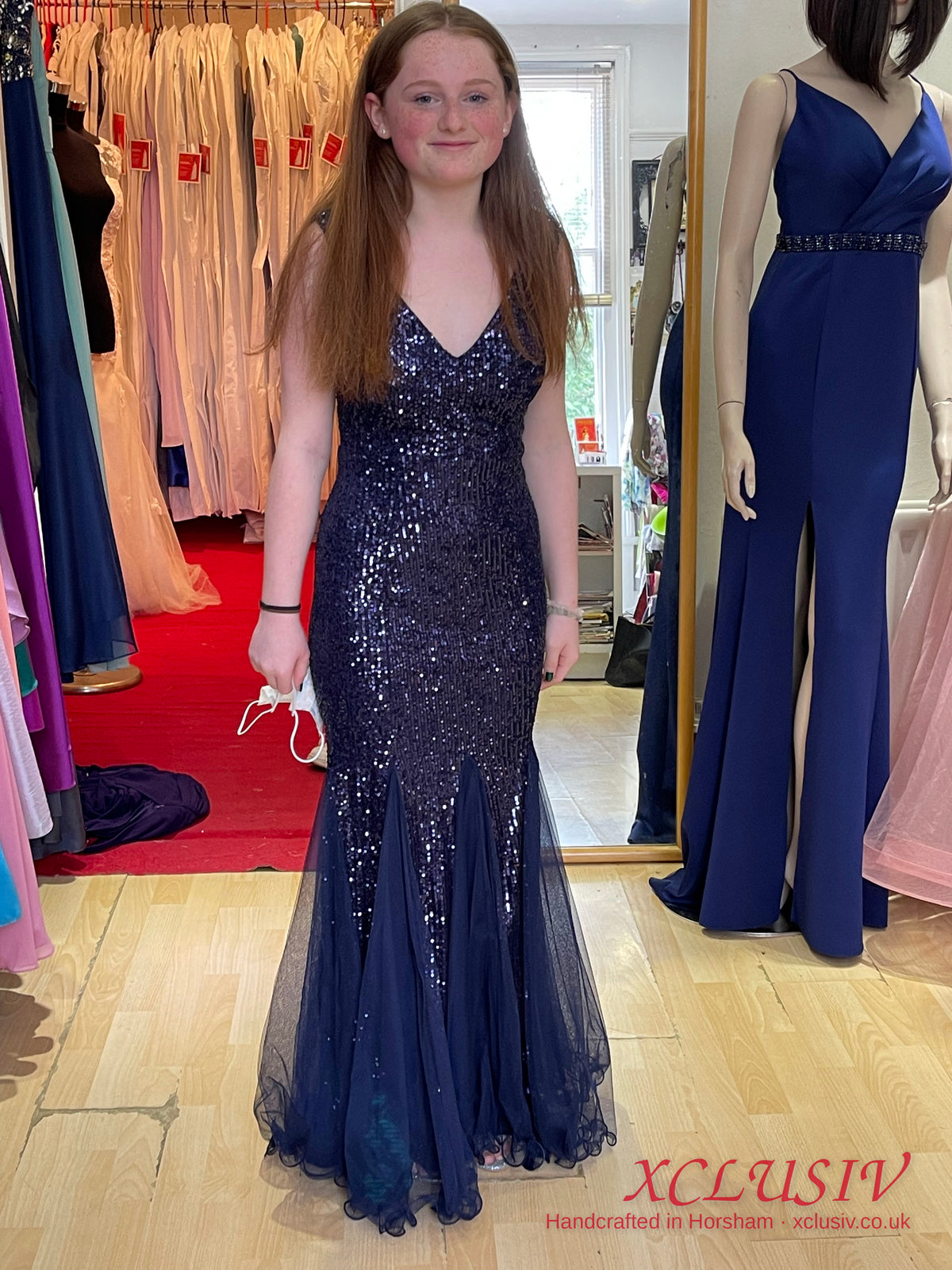 Navy Sequin Tulle Mermaid Prom Dress – XCLUSIV Horsham (view 12)