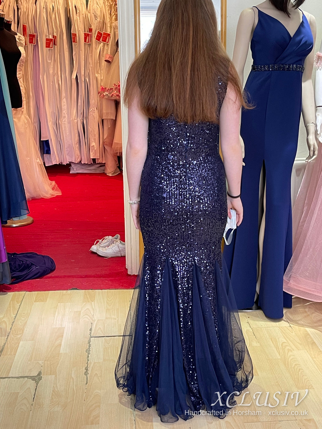 Navy Sequin Tulle Mermaid Prom Dress – XCLUSIV Horsham (view 13)