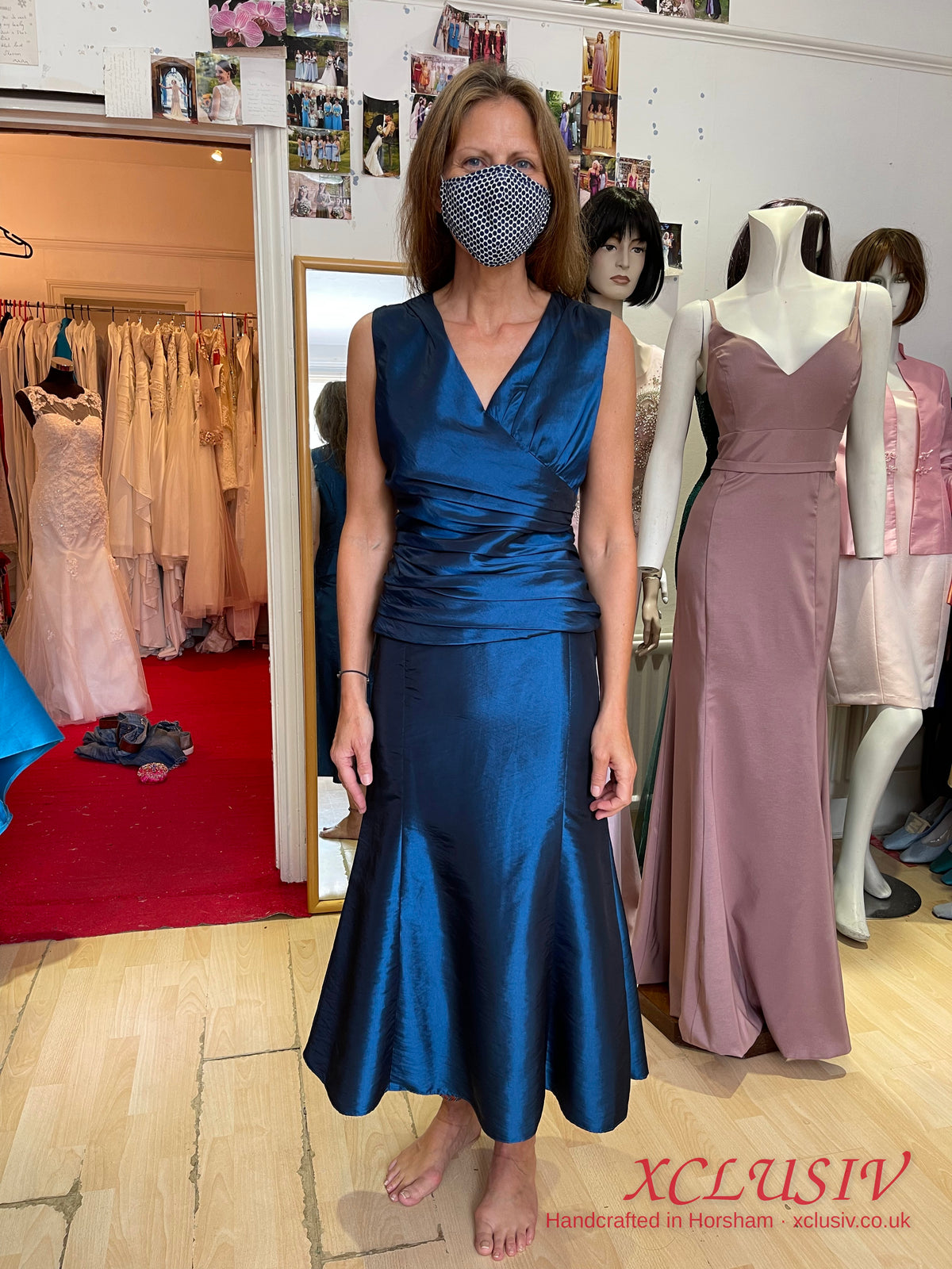 Navy Taffeta Ruched Top & Fishtail Skirt – Mother of the Bride – XCLUSIV Horsham Main image