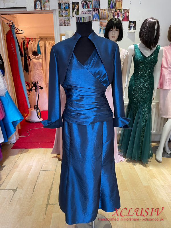 Navy Taffeta Ruched Top & Fishtail Skirt – Mother of the Bride – XCLUSIV Horsham (view 9)