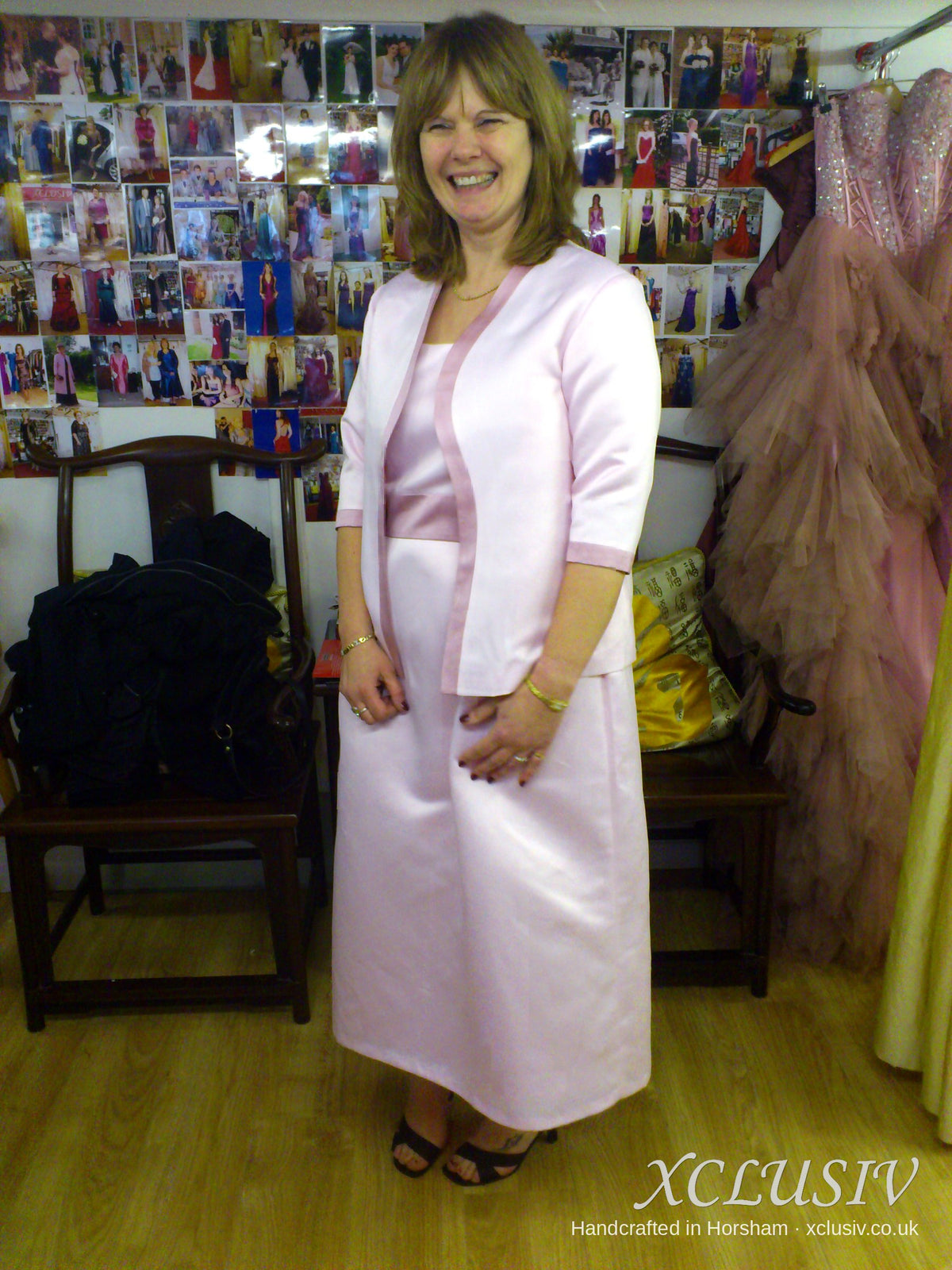 Pale Pink Satin Jacket & Long Dress – Mother of the Bride – XCLUSIV Horsham (view 2)