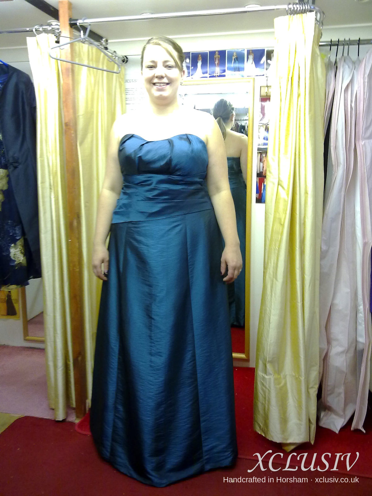 Peacock Teal Taffeta Strapless Bridesmaid Dress – XCLUSIV Horsham