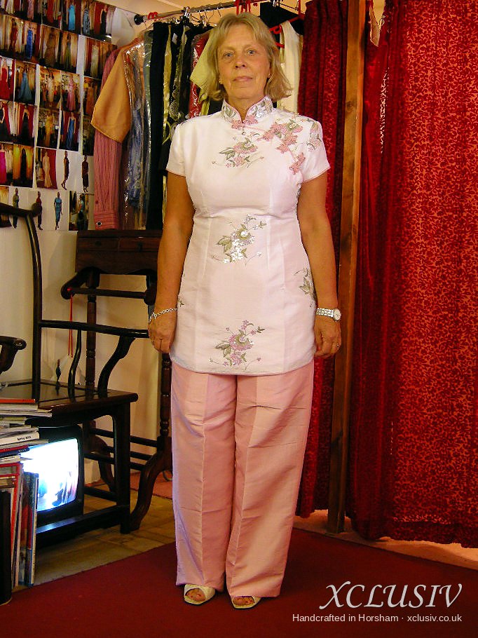 Pink Embroidered Cheongsam Top & Trousers – Mother of the Bride – XCLUSIV Horsham Main image