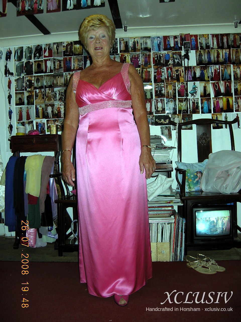 Pink Satin Empire Gown with Beaded Waist – Mother of the Bride – XCLUSIV Horsham