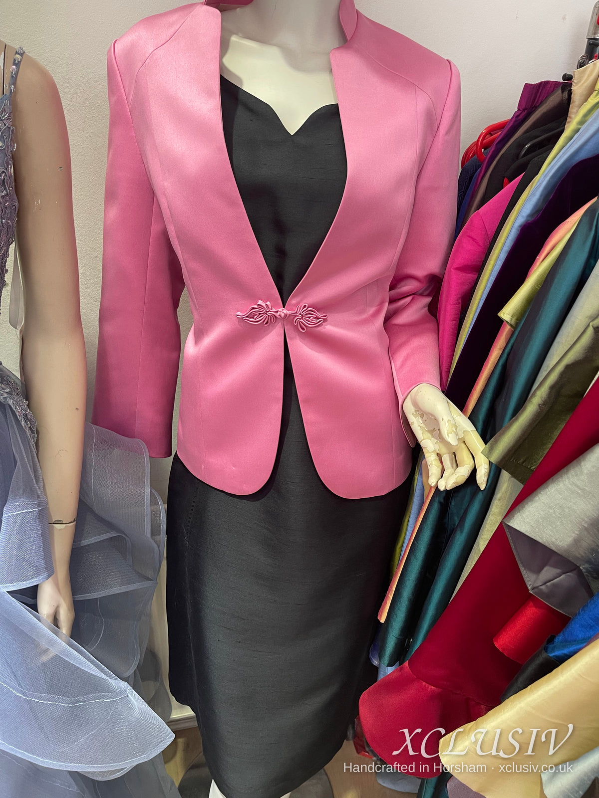 Pink Satin Jacket & Charcoal Dress – Mother of the Bride – XCLUSIV Horsham Main image
