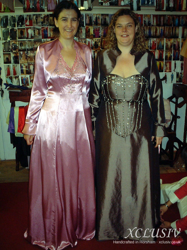 Pink Satin Long Gown & Coat – Mother of the Bride – XCLUSIV Horsham