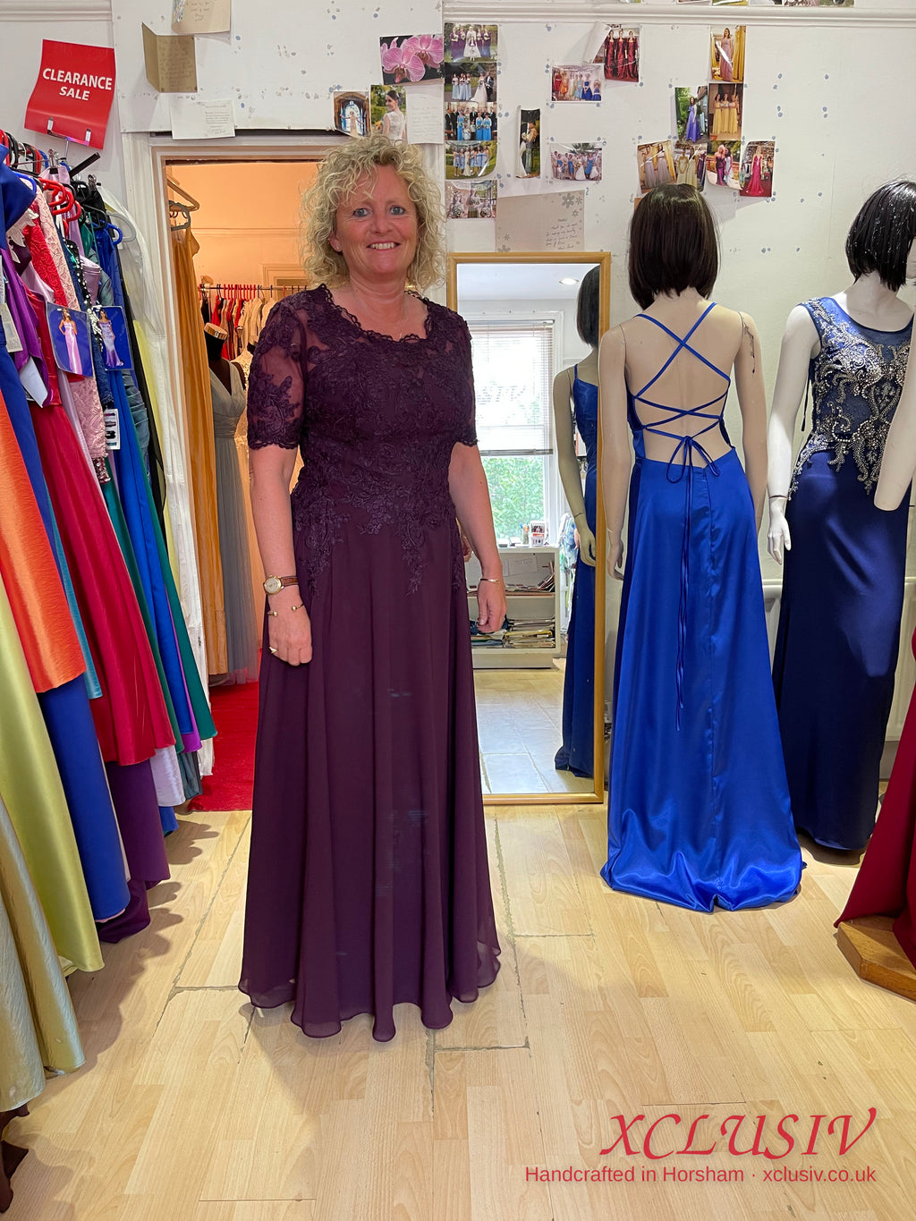 Plum Lace & Chiffon Short-Sleeve Dress – Mother of the Bride – XCLUSIV Horsham