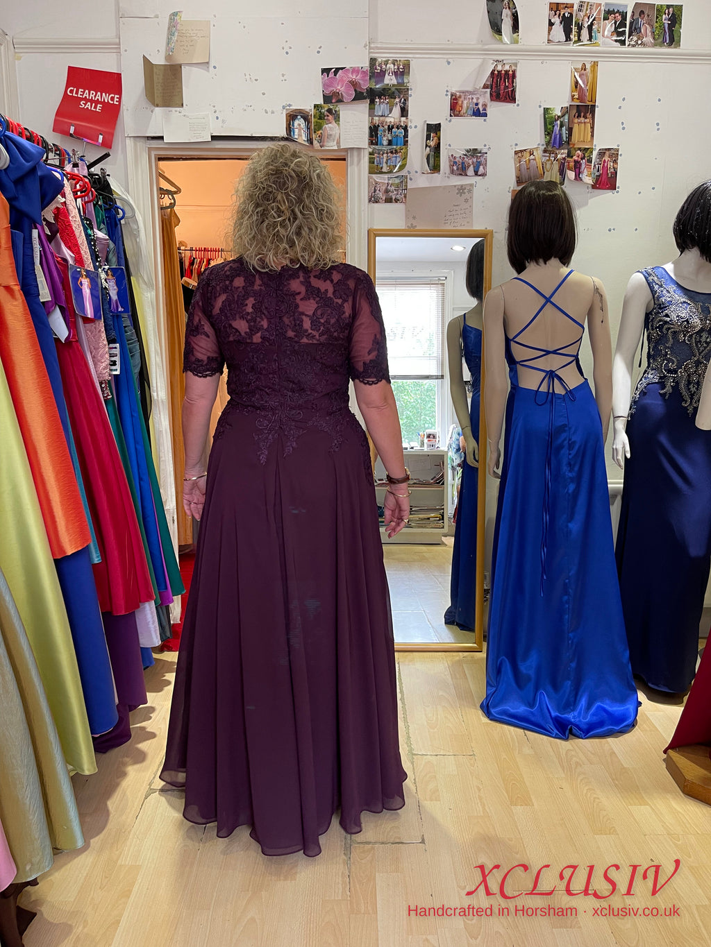 Plum Lace & Chiffon Short-Sleeve Dress – Mother of the Bride – XCLUSIV Horsham (view 2)