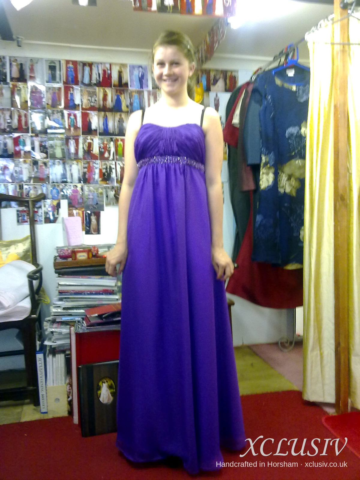 Purple Chiffon Empire Bridesmaid Dress with Beaded Waistband – XCLUSIV Horsham