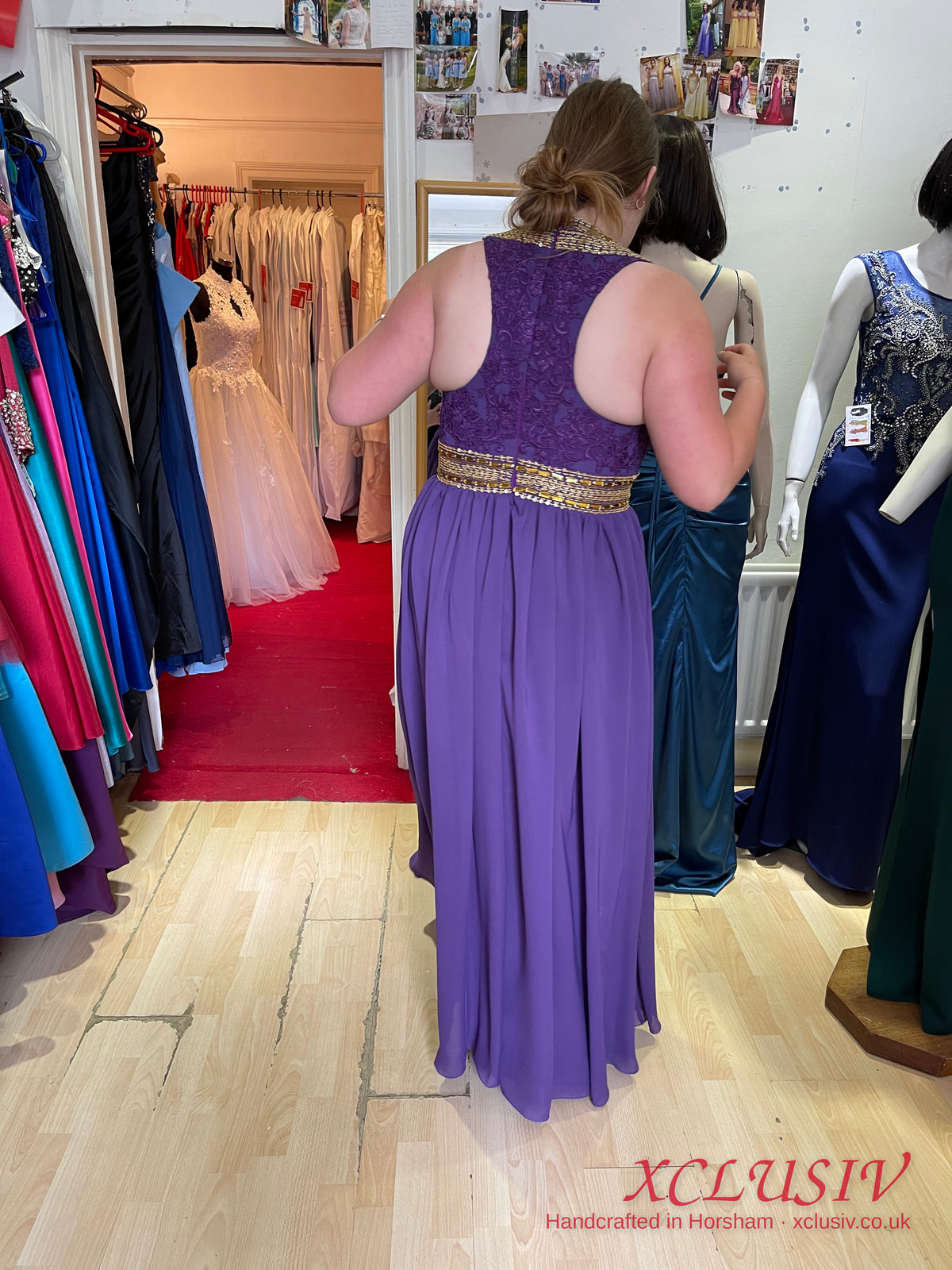 Purple Chiffon Gold Beaded Halter Prom Dress – XCLUSIV Horsham