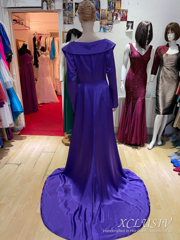 Purple Satin Hooded Coat with Train – XCLUSIV Horsham