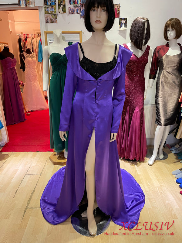 Purple Satin Hooded Coat with Train – XCLUSIV Horsham (view 8)
