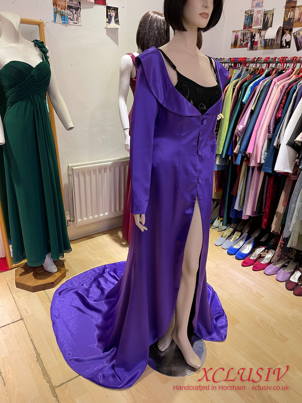 Purple Satin Hooded Coat with Train – XCLUSIV Horsham (view 10)