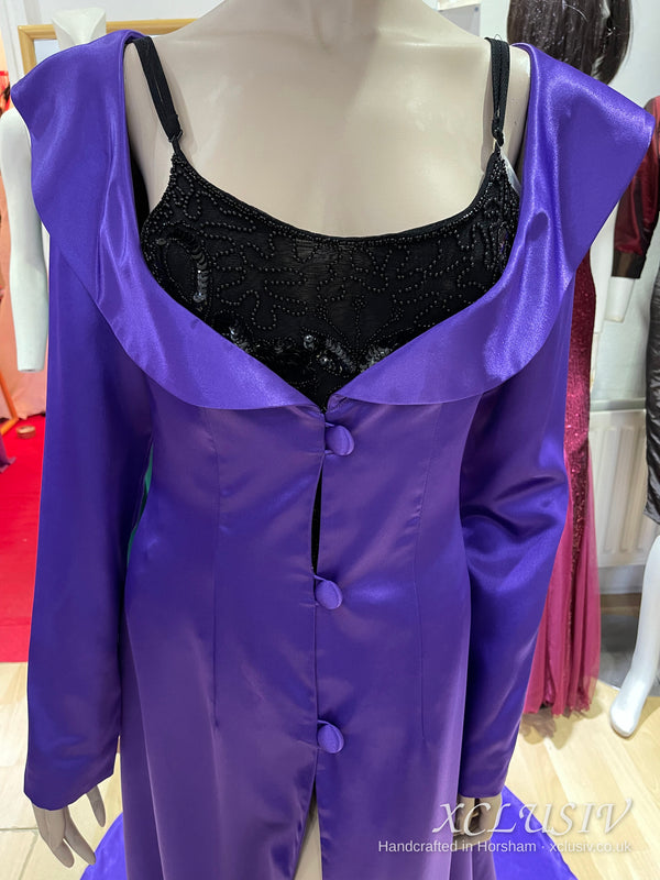 Purple Satin Hooded Coat with Train – XCLUSIV Horsham (view 11)