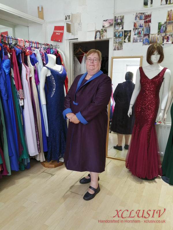Purple Velvet Coat Dress – Mother of the Bride – XCLUSIV Horsham