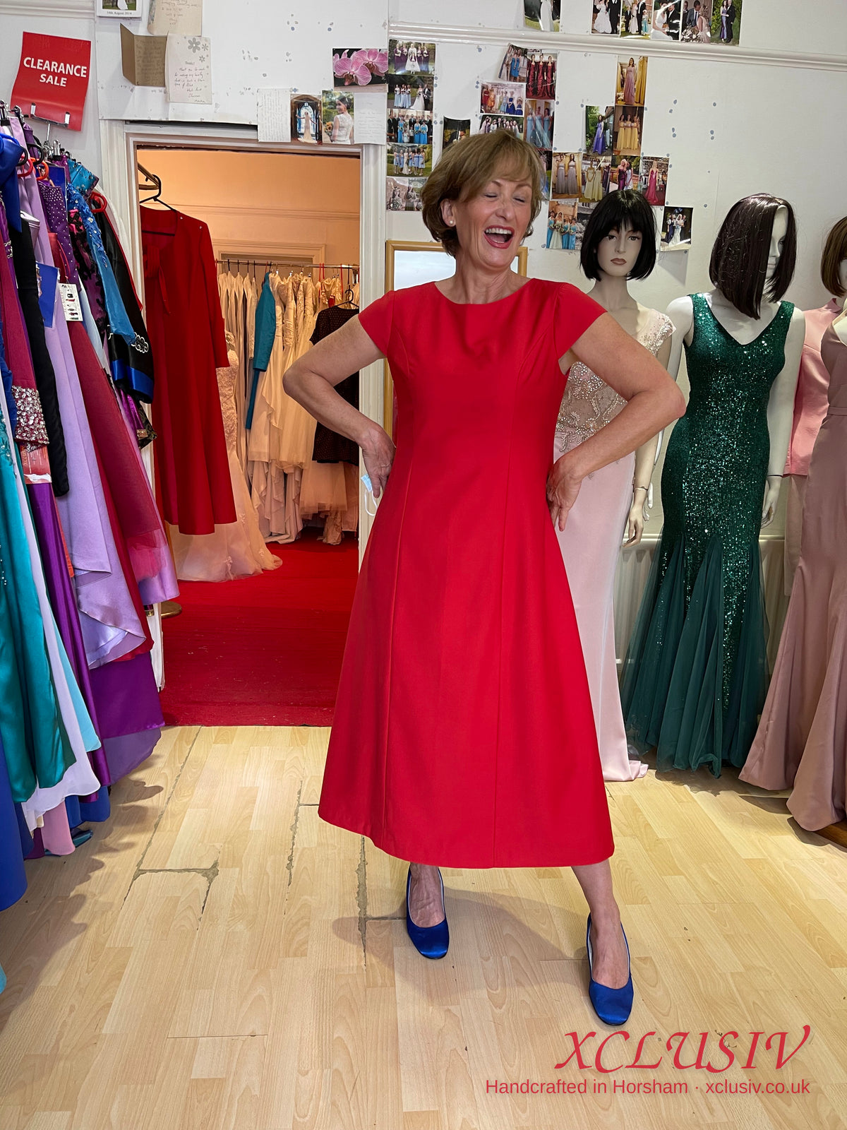 Red Cap-Sleeve A-Line Dress – Mother of the Bride – XCLUSIV Horsham (view 2)
