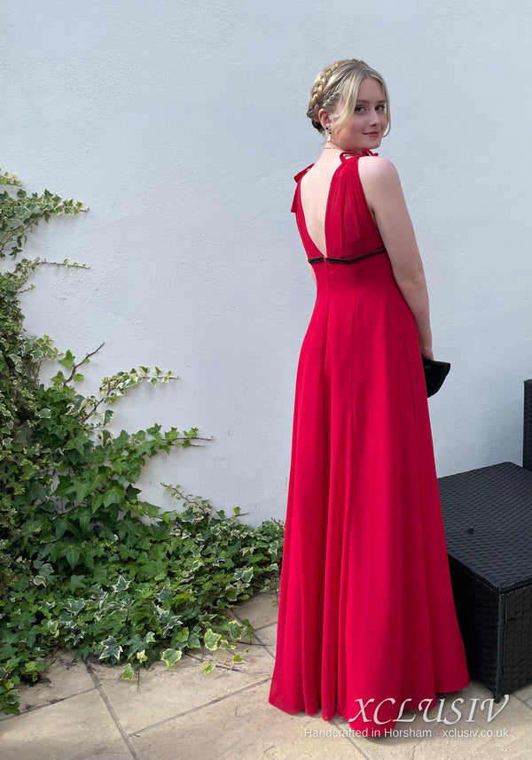 Red Chiffon Empire Prom Dress – XCLUSIV Horsham (view 2)