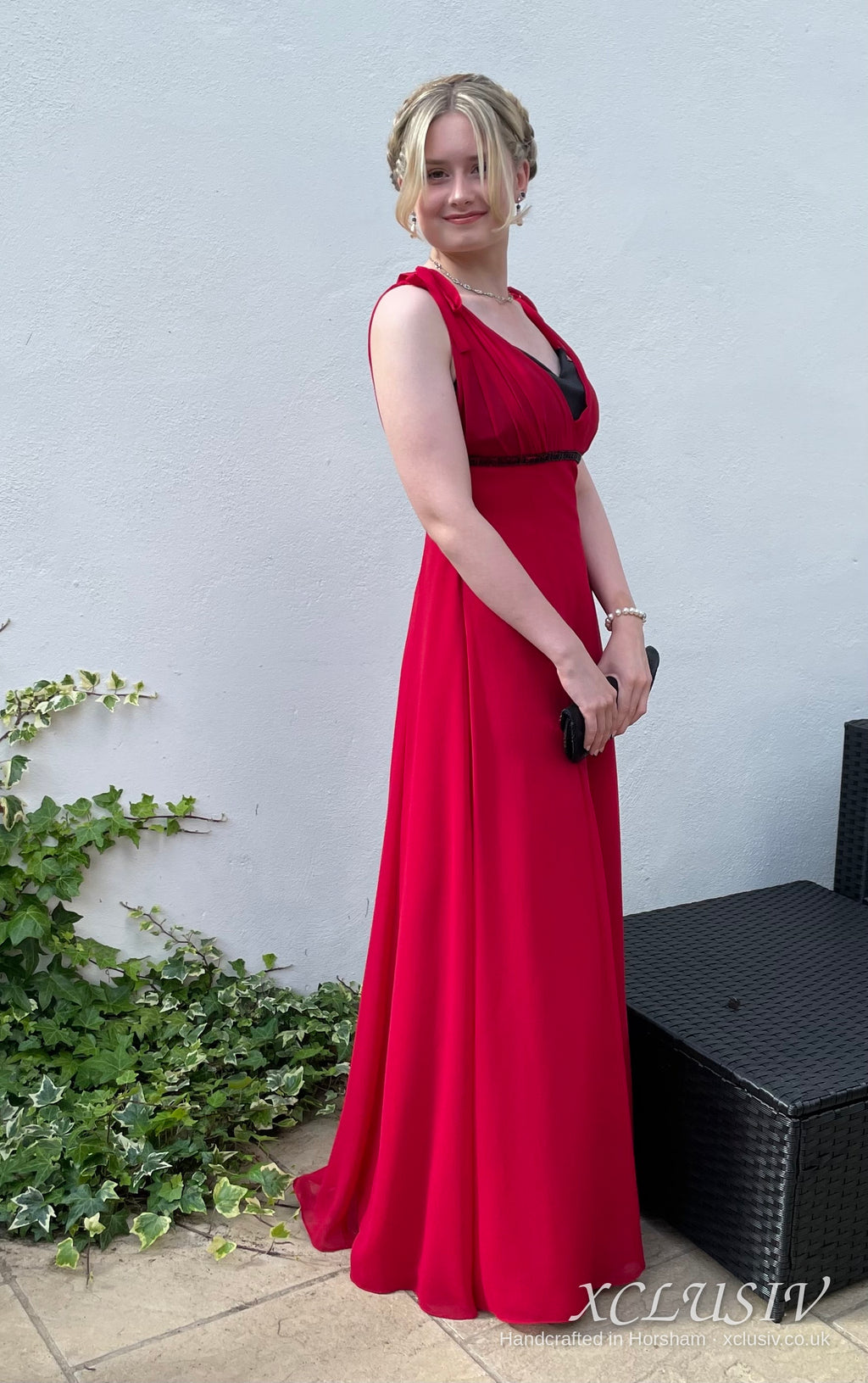 Red Chiffon Empire Prom Dress – XCLUSIV Horsham (view 3)