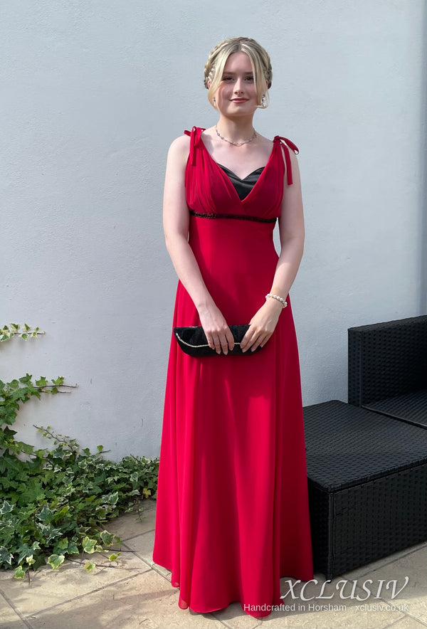 Red Chiffon Empire Prom Dress – XCLUSIV Horsham (view 4)
