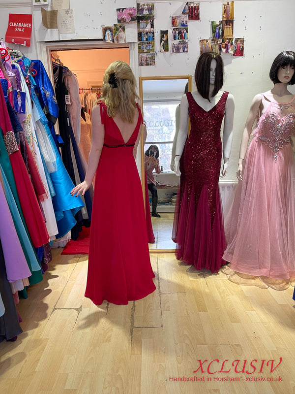 Red Chiffon Empire Prom Dress – XCLUSIV Horsham (view 5)