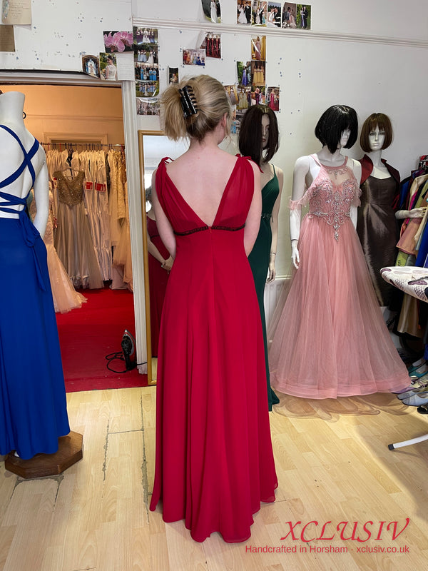 Red Chiffon Empire Prom Dress – XCLUSIV Horsham (view 10)