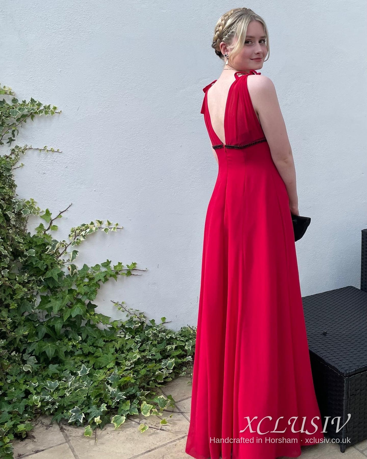 Red Chiffon Open-Back Prom Dress – XCLUSIV Horsham