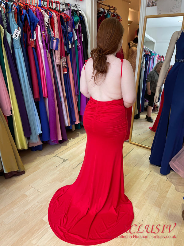 Red Crepe Open-Back Mermaid Prom Dress – XCLUSIV Horsham