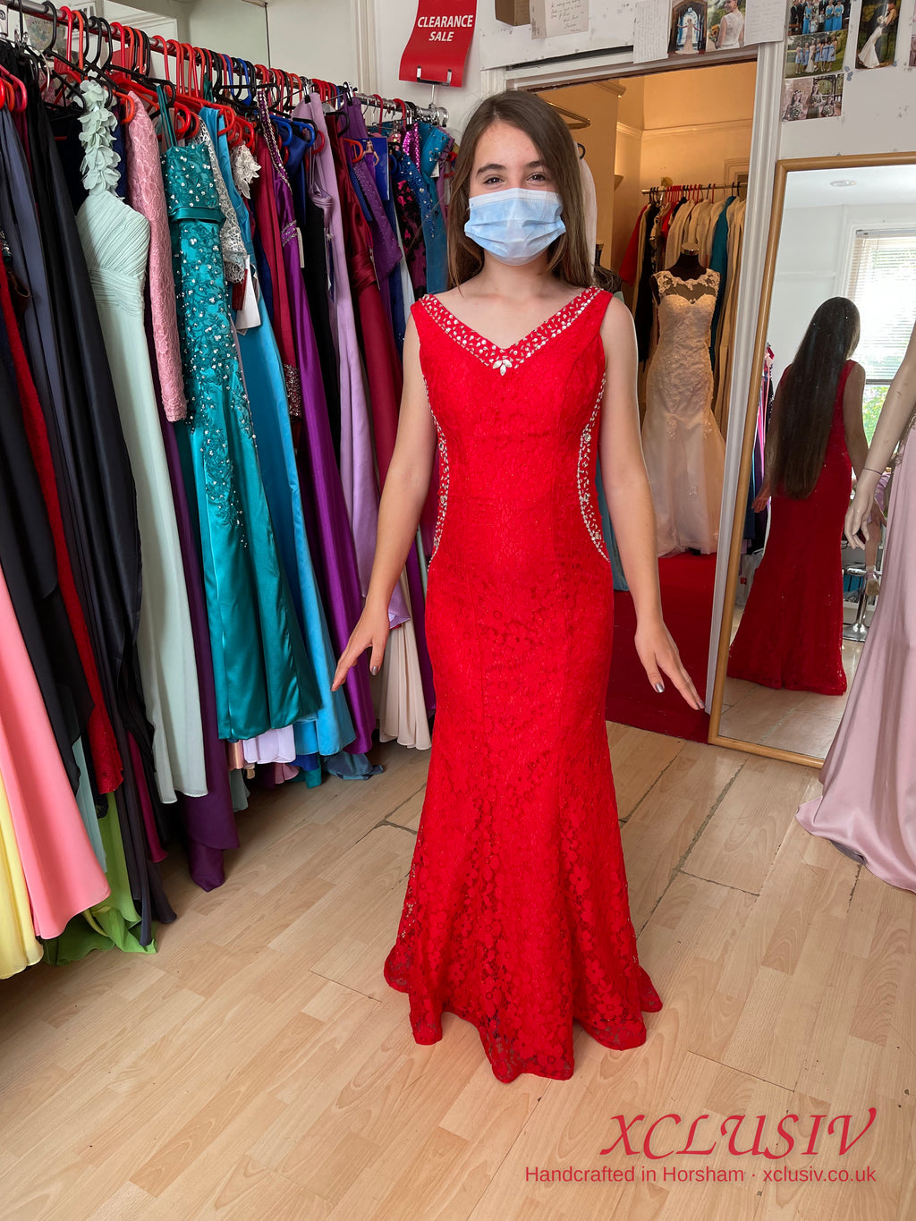 Red Lace Beaded Mermaid Prom Dress – XCLUSIV Horsham (view 2)