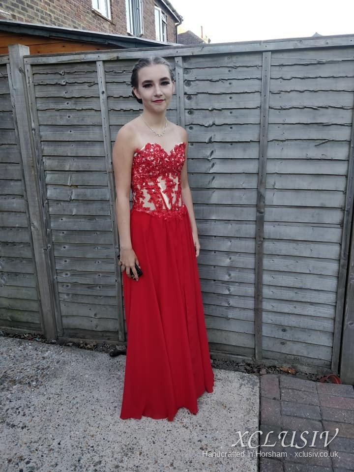 Red Lace Corset Chiffon Prom Dress – XCLUSIV Horsham