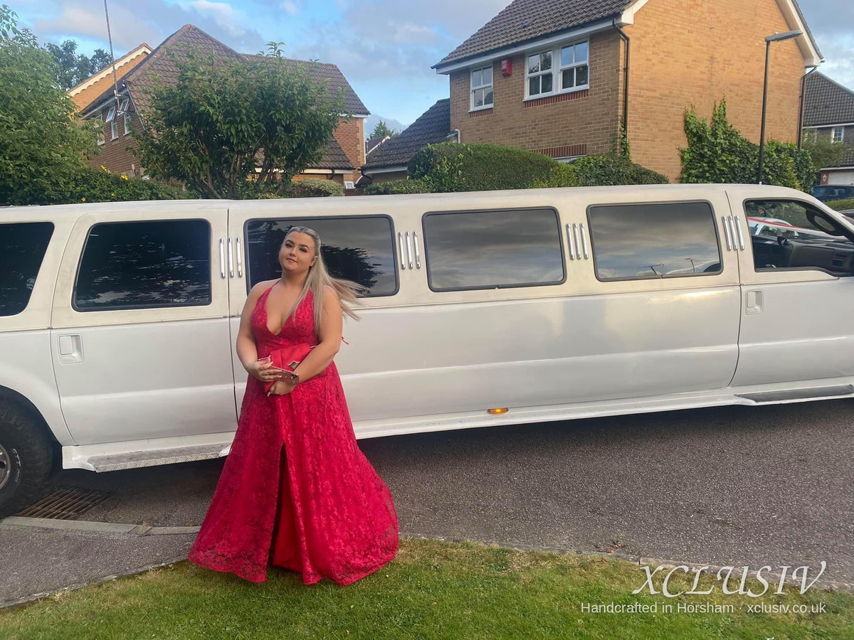 Red Lace Plunge Split Prom Dress – XCLUSIV Horsham