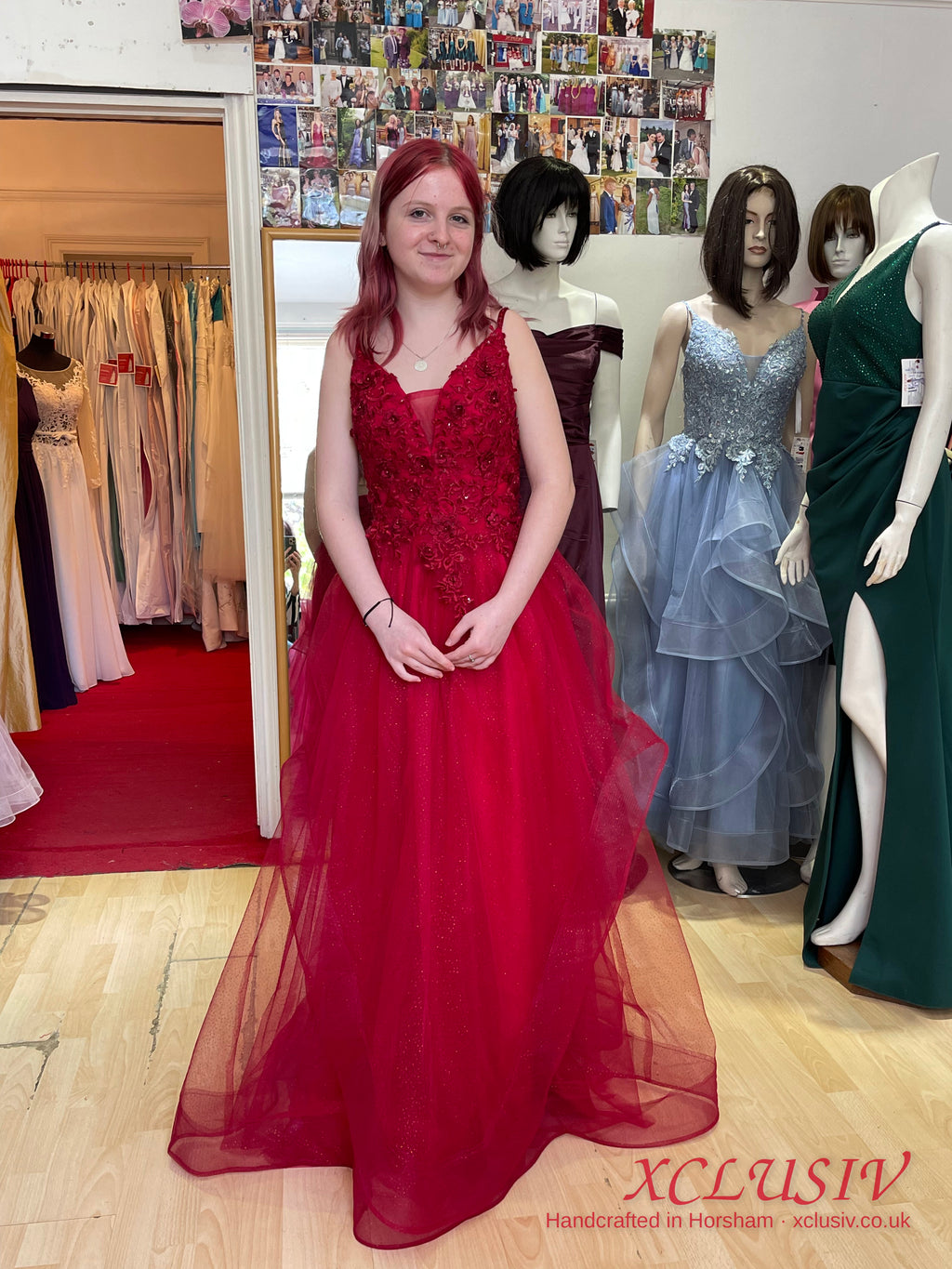 Red Lace Tulle Lace-Up Back A-Line Prom Dress – XCLUSIV Horsham (view 3)