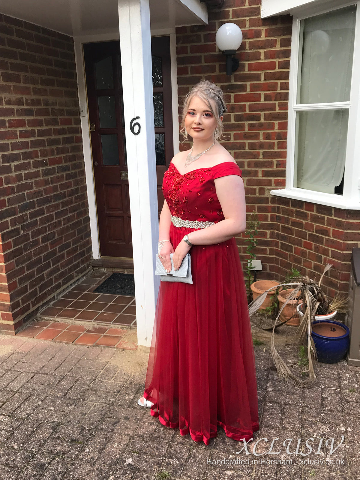 Red Off-Shoulder Beaded Lace Tulle Prom Dress – XCLUSIV Horsham