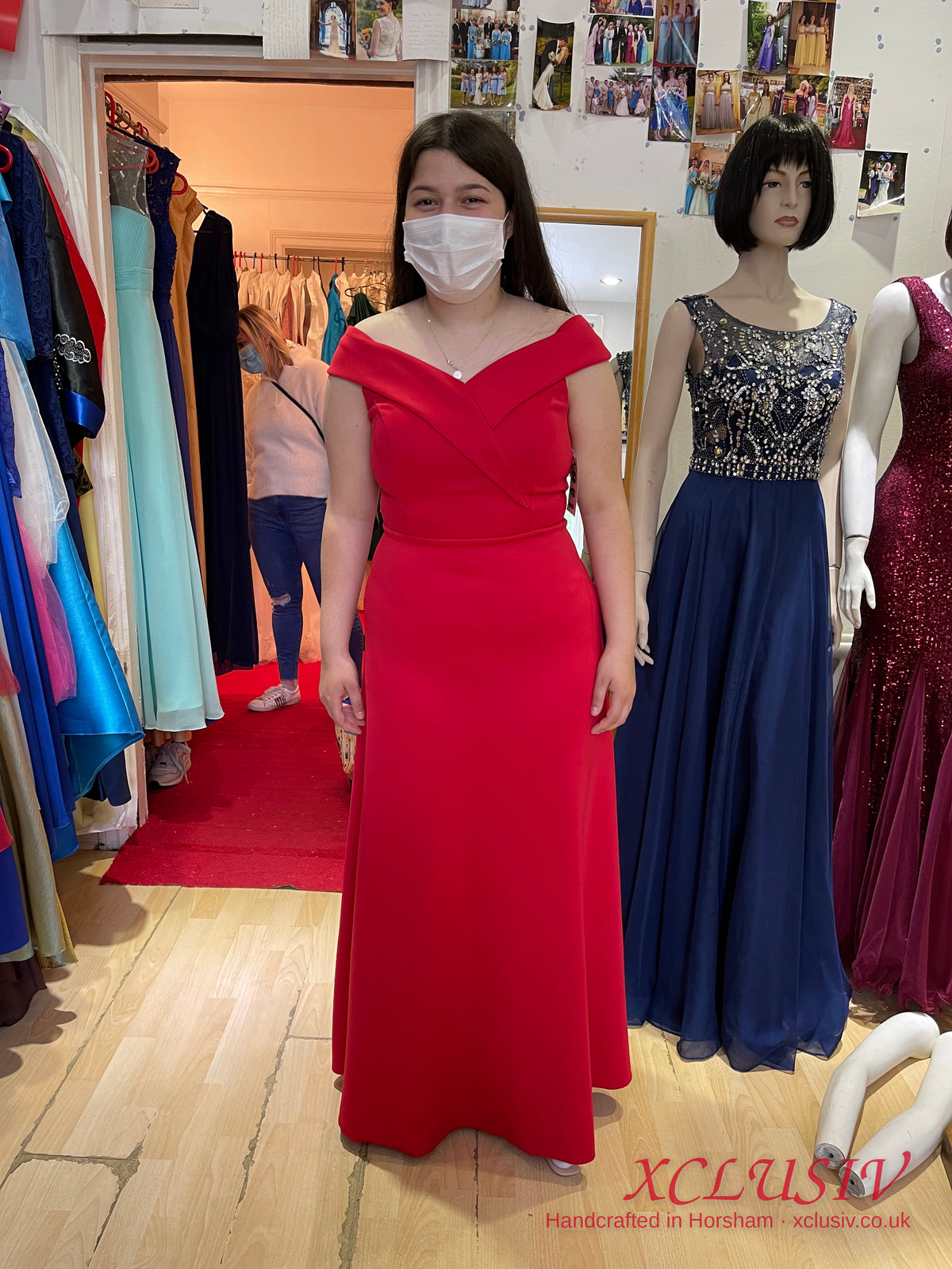 Red Off-Shoulder Crepe Prom Dress – XCLUSIV Horsham