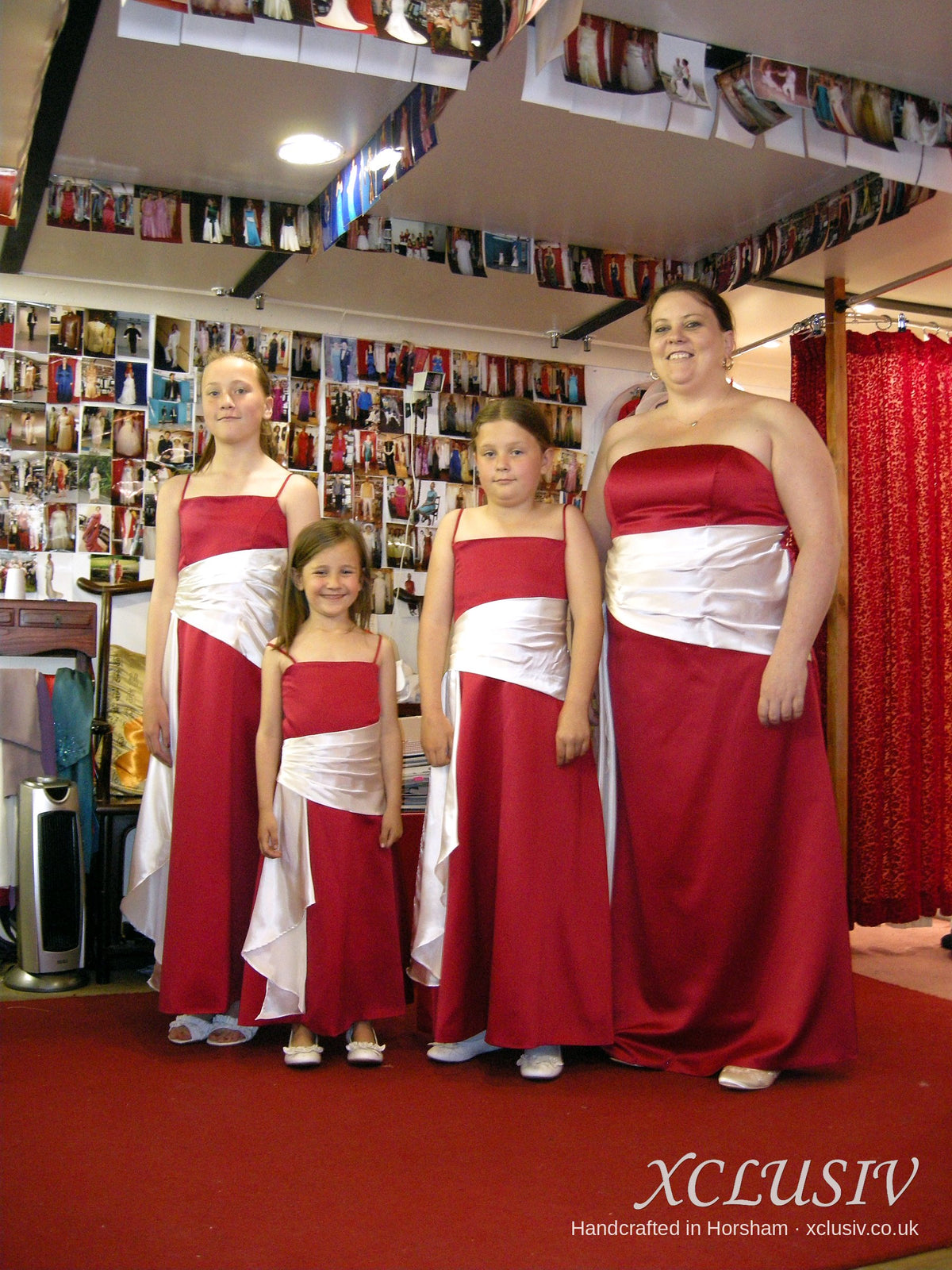 Red Satin Bridesmaid Dresses with White Wrap Sash – XCLUSIV Horsham